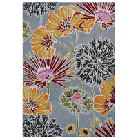 Designer Handmade Wool Rug-Flower 6268-Grey/Multi