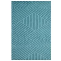 Contemporary Modern Wool Rug-Illusion 6392-Teal Blue-110x160cm