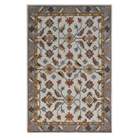 Handmade Floral Wool Rug - Jaipur - Cream/Grey