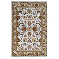 Handmade Floral Wool Rug - Agra - Ivory/Cream