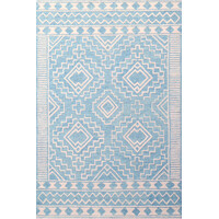 Designer Wool Rug - Steps 6207 - Aqua/White