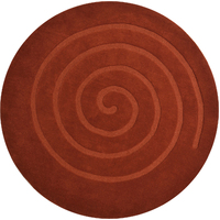 Handmade Round Wool Rug - Swirl - Orange - 160x160cm