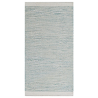 Handwoven Boondi Wool Rug-Ivory/Aqua