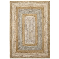 Handwoven Natural Jute Rug-Border 1125-Natural Ivory