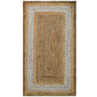 Handwoven Natural Jute Rug-Border 1126-Natural Ivory