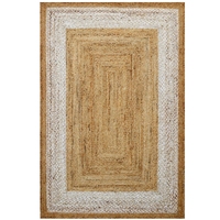 Handwoven Natural Jute Rug-Border 1128-Natural Ivory