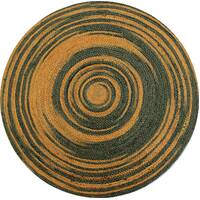 Tribal Handwoven Round Jute Rug - Spiral - Grey/Gold